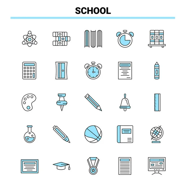 Шкільний Чорно Синій Значок Набір Креативний Дизайн Піктограм Шаблон Логотипу — стоковий вектор