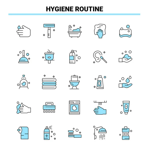 Set Iconos Hygiene Routine Black Blue Icono Creativo Diseño Plantilla — Vector de stock