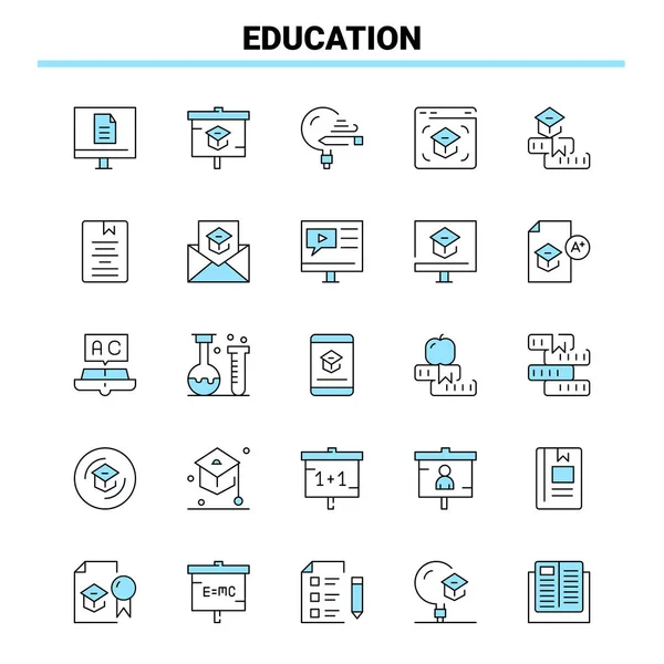 Schwarz Blaue Bildungssymbole Gesetzt Kreatives Icon Design Und Logo Vorlage — Stockvektor