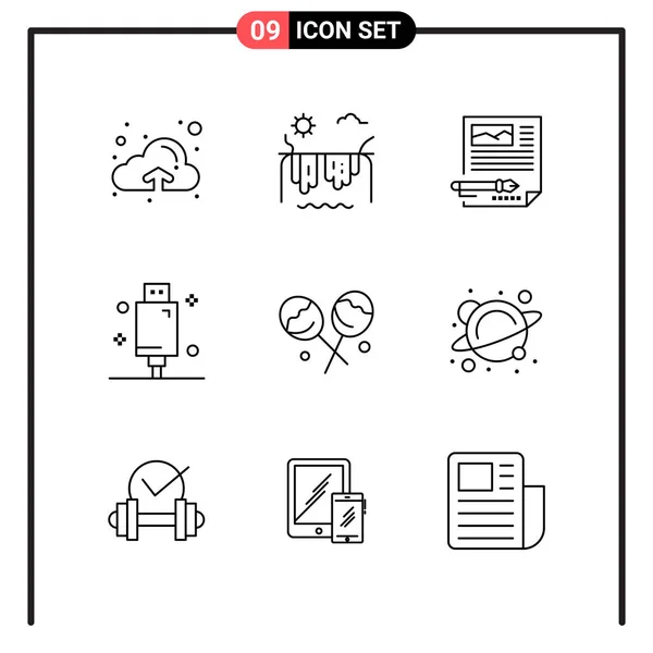 Conjunto Iconos Creativos Universales Simplemente Vector Ilustraciones Para Aplicaciones Web — Archivo Imágenes Vectoriales