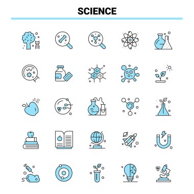 25 Science Black and Blue icon Set. Creative Icon Design and log