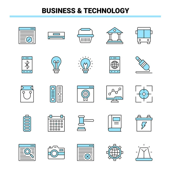 Business Technology Чорно Синій Значок Set Креативний Дизайн Піктограм Шаблон — стоковий вектор