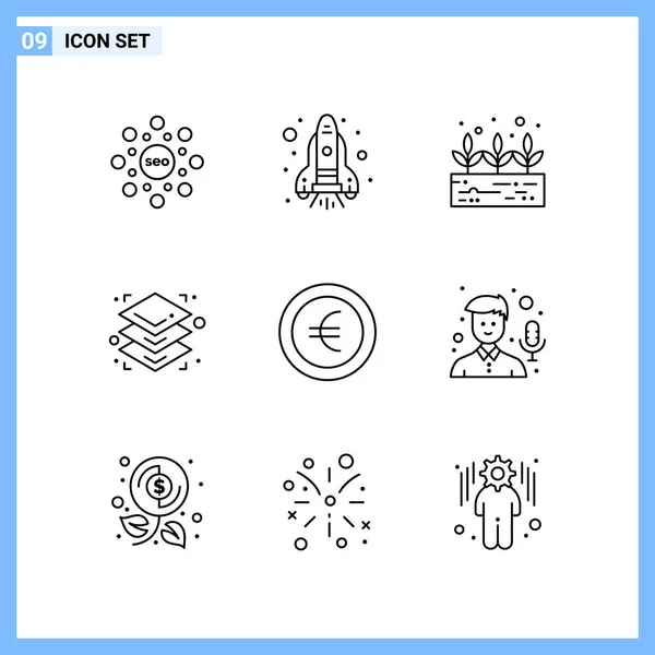 Conjunto Iconos Creativos Universales Simplemente Vector Ilustraciones Para Aplicaciones Web — Archivo Imágenes Vectoriales