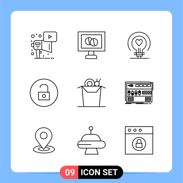 Conjunto Iconos Creativos Universales Simplemente Vector Ilustraciones Para Aplicaciones Web — Archivo Imágenes Vectoriales