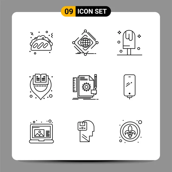 Conjunto Iconos Creativos Universales Simplemente Vector Ilustraciones Para Aplicaciones Web — Archivo Imágenes Vectoriales