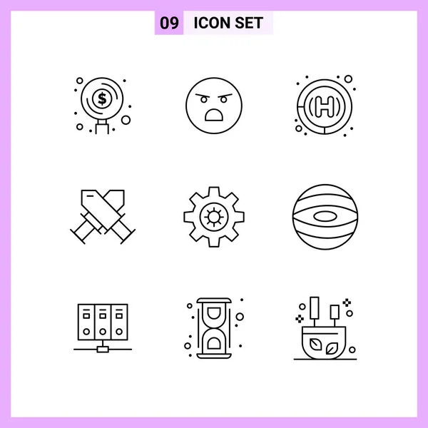 Conjunto Iconos Creativos Universales Simplemente Vector Ilustraciones Para Aplicaciones Web — Archivo Imágenes Vectoriales