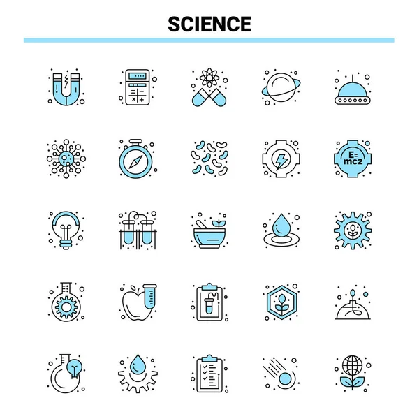 25 Science Black and Blue icon Set. Creative Icon Design and log — Stock vektor