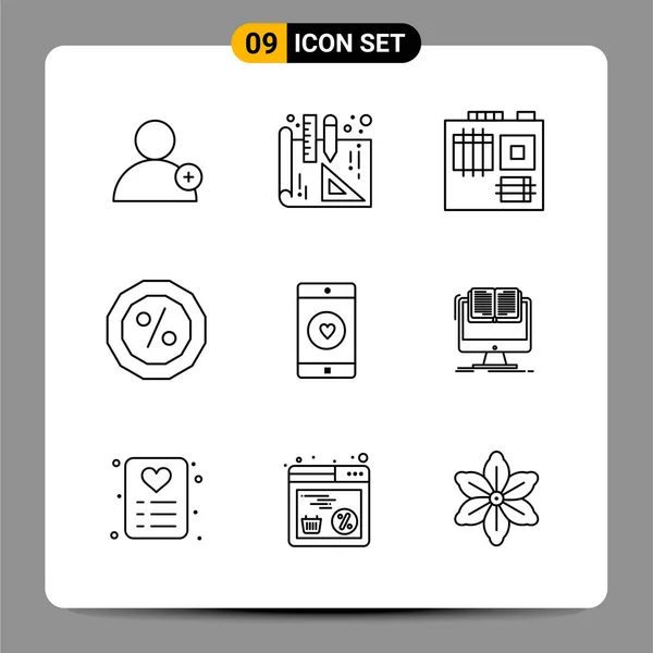 Conjunto Iconos Creativos Universales Simplemente Vector Ilustraciones Para Aplicaciones Web — Vector de stock