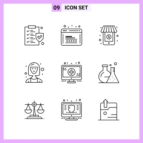 Conjunto Iconos Creativos Universales Simplemente Vector Ilustraciones Para Aplicaciones Web — Vector de stock