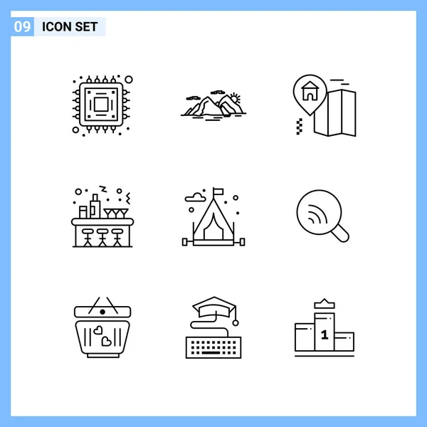 Conjunto Iconos Creativos Universales Simplemente Vector Ilustraciones Para Aplicaciones Web — Vector de stock