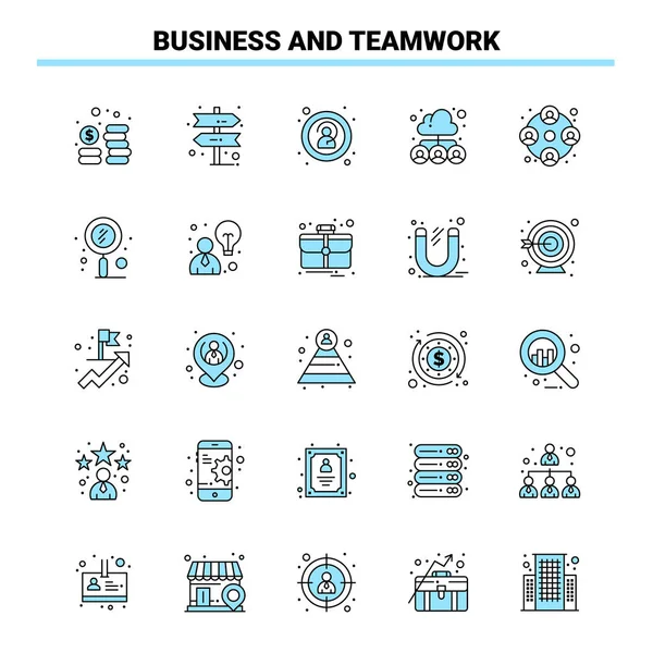 Business Teamwork Black Blue Icon Set Creative Icon Design Logo — Stock Vector