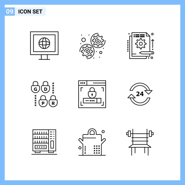 Conjunto Iconos Creativos Universales Simplemente Vector Ilustraciones Para Aplicaciones Web — Vector de stock