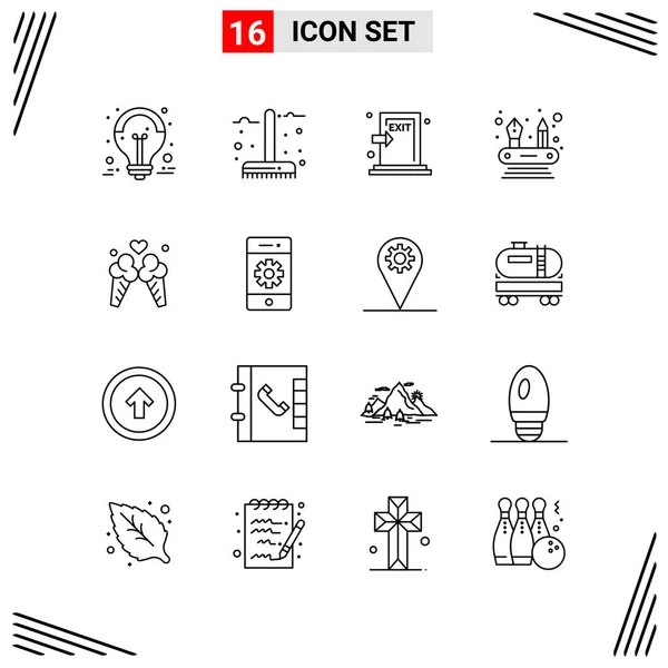 Set Universal Creative Icons Simply Vector Illustrations Web Mobile Apps — Stock Vector