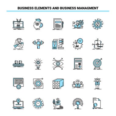 25 Business Elements And Business Managment Black and Blue icon 
