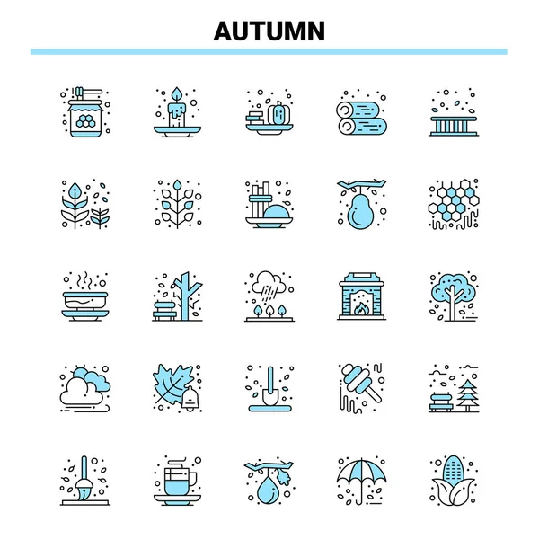 Autumn Black Blue Icon Set Creative Icon Design Logo Template — Stock Vector