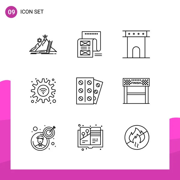 Set Universal Creative Icons Simply Vector Illustrations Web Mobile Apps — Stock Vector