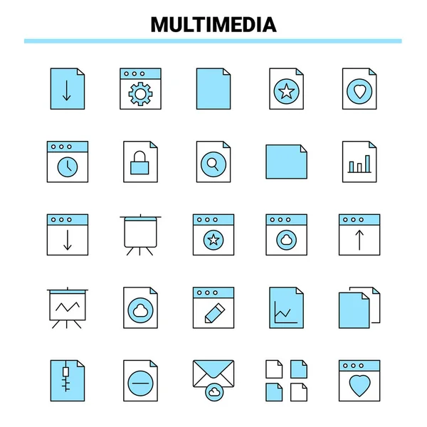 Multimedia Black Blue Icon Set Creative Icon Design Logo Template — Stock Vector