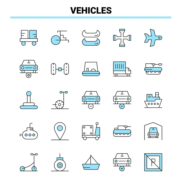 Vehicles Black Blue Icon Set Creative Icon Design Logo Template — Stock Vector