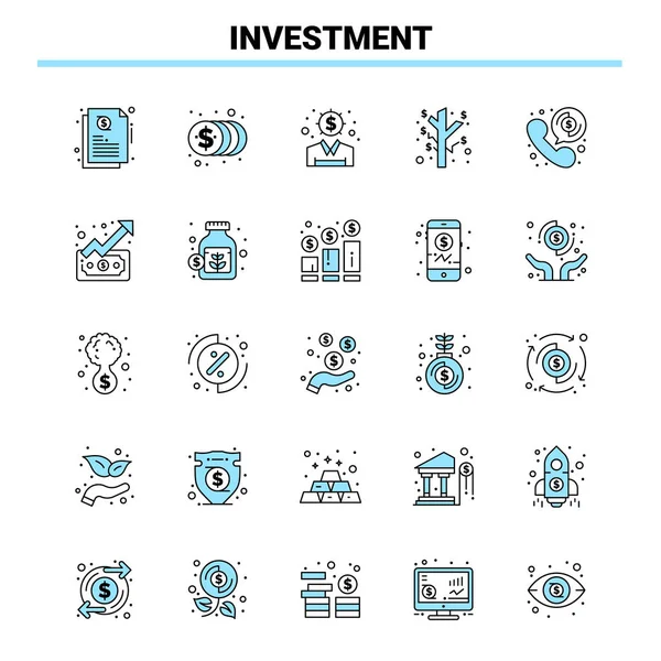 25 Investment Black and Blue icon Set. Creative Icon Design and — ストックベクタ