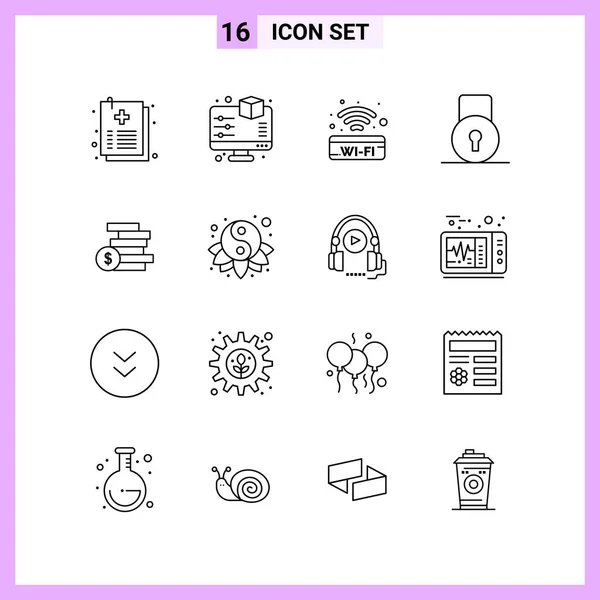 Set Universal Creative Icons Simply Vector Illustrations Web Mobile Apps — Stock Vector