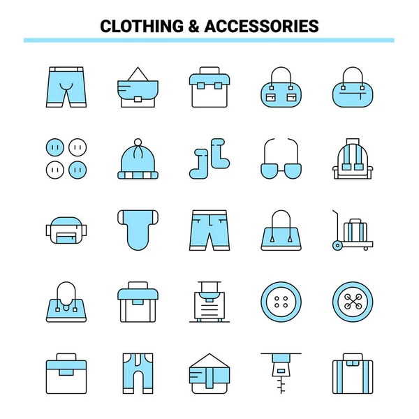 Clothing Accessories Black Blue Icon Set Creative Icon Design Logo — Stock Vector