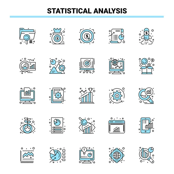 25 Statistical Analysis Black and Blue icon Set. Creative Icon D — Stockvektor