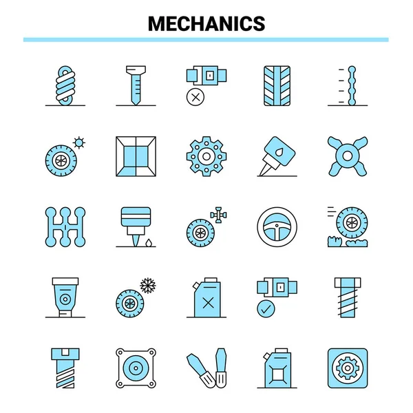 25 Mechanics Black and Blue icon Set. Creative Icon Design and l — Stock Vector