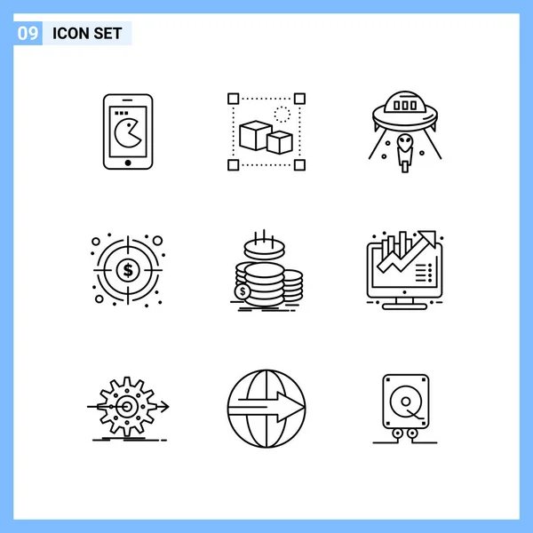 Set Universal Creative Icons Simply Vector Illustrations Web Mobile Apps — Stock Vector