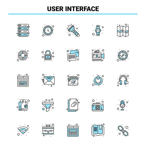25-дюймовый набор иконок интерфейса Black and Blue. Креативный дизайн икон — стоковый вектор