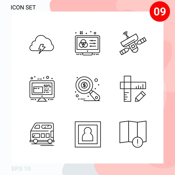 Conjunto Iconos Creativos Universales Simplemente Vector Ilustraciones Para Aplicaciones Web — Archivo Imágenes Vectoriales