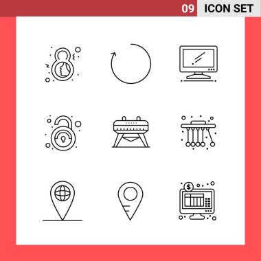 Evrensel yaratıcı simgeler kümesi, web ve mobil uygulamalar ve projeler için basit vektör illüstrasyonları 