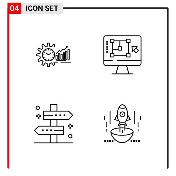 Set Universeller Kreativer Symbole Einfach Vektorillustrationen Für Web Und Mobile — Stockvektor