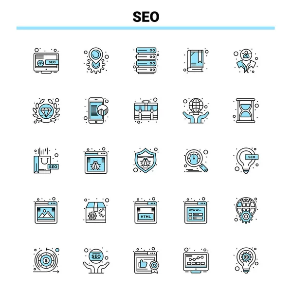 25 Seo Black and Blue icon Set. Creative Icon Design and logo te — Stockový vektor