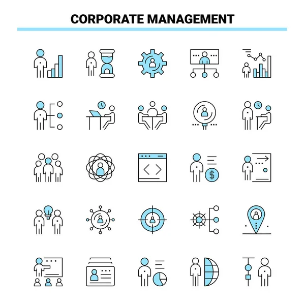 25 Corporate Management Black and Blue icon Set. Creative Icon D — ストックベクタ