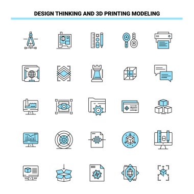 25 Design Thinking And 3d Printing Modeling Black and Blue icon 