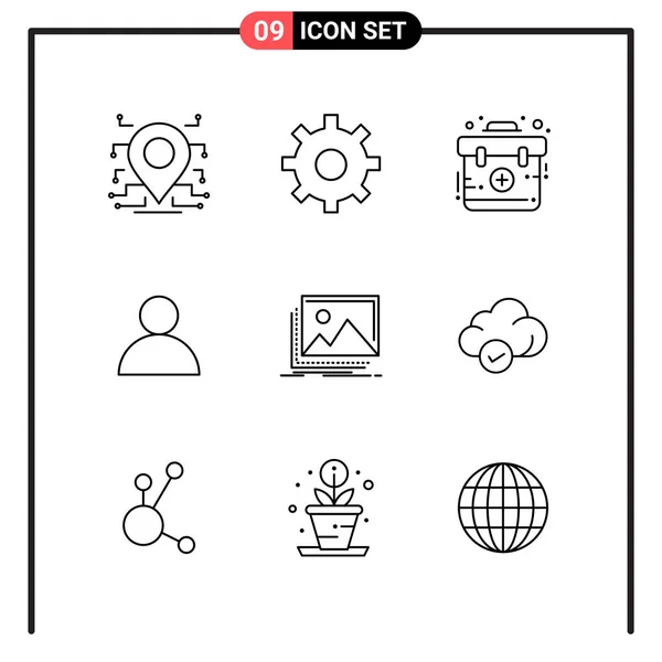 Conjunto Iconos Creativos Universales Simplemente Vector Ilustraciones Para Aplicaciones Web — Vector de stock