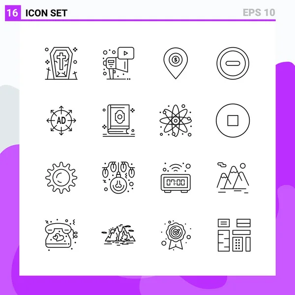 Conjunto Iconos Creativos Universales Simplemente Vector Ilustraciones Para Aplicaciones Web — Vector de stock