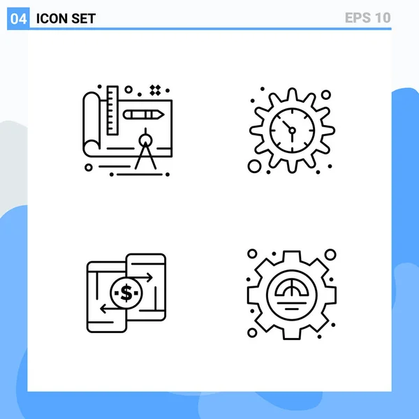 Conjunto Iconos Creativos Universales Simplemente Vector Ilustraciones Para Aplicaciones Web — Archivo Imágenes Vectoriales