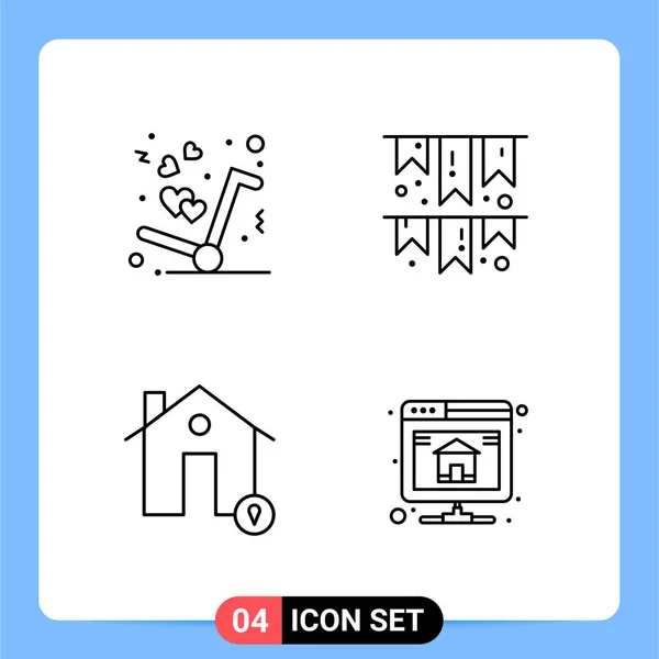 Universal Flat Color Signs Symbols Home Appliances Furniture Stream Study — Stock Vector