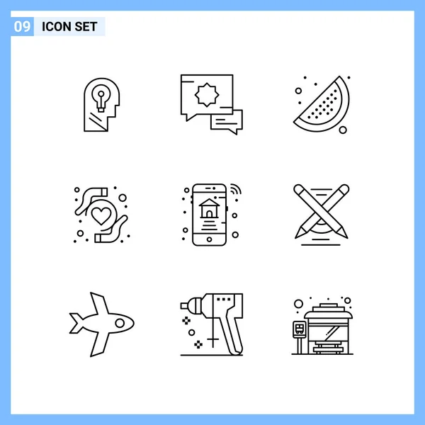 Conjunto Iconos Creativos Universales Simplemente Vector Ilustraciones Para Aplicaciones Web — Archivo Imágenes Vectoriales