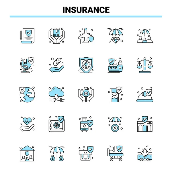 Insurance Black Blue Icon Set Creative Icon Design Logo Template — Stock Vector