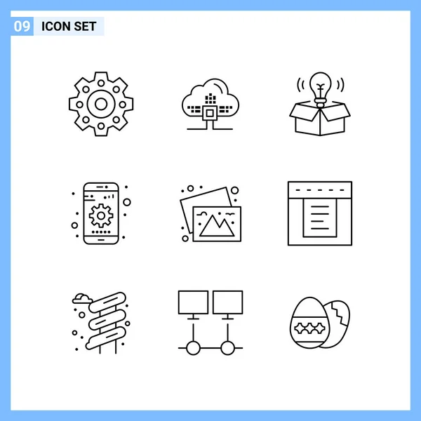 Conjunto Iconos Creativos Universales Simplemente Vector Ilustraciones Para Aplicaciones Web — Archivo Imágenes Vectoriales