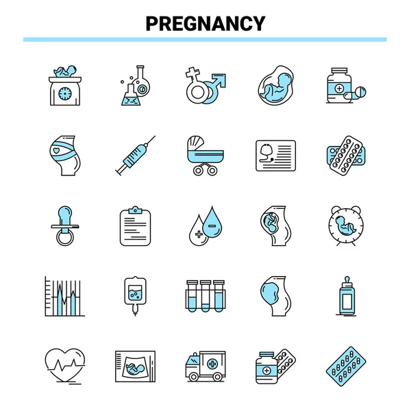 Schwangerschaft Schwarz Blaues Symbol Set Kreatives Icon Design Und Logo — Stockvektor