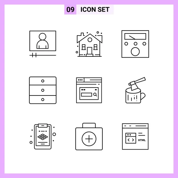 Set Dari Ikon Kreatif Universal Cukup Ilustrasi Vektor Untuk Aplikasi - Stok Vektor