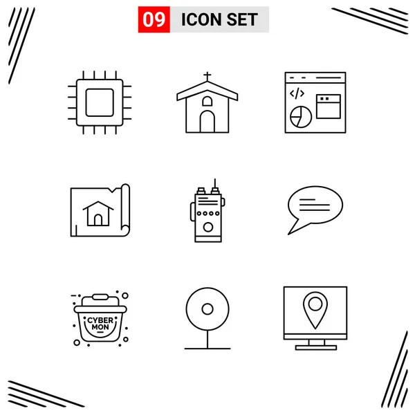 Conjunto Iconos Creativos Universales Simplemente Vector Ilustraciones Para Aplicaciones Web — Archivo Imágenes Vectoriales