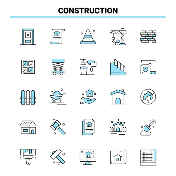 Costruzione Set Icone Nero Blu Icona Creativa Design Logo Modello — Vettoriale Stock