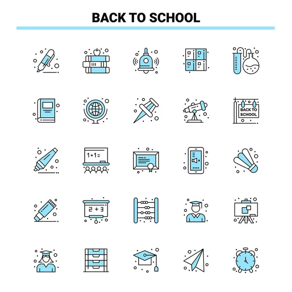 25 Back To School Black and Blue icon Set. Creative Icon Design — Stock Vector