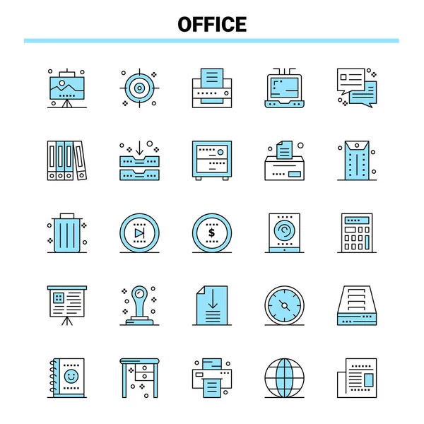25 Office Black and Blue icon Set. Креативный дизайн иконок и логотип — стоковый вектор