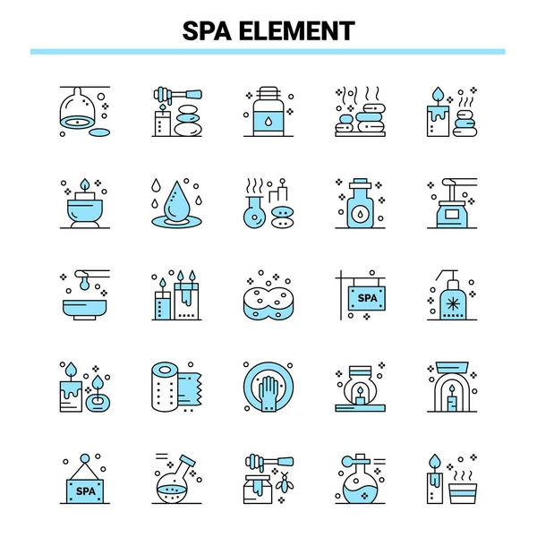 Spa Elementi Siyah Mavi Simge Seti Yaratıcı Simge Tasarımı Logo — Stok Vektör