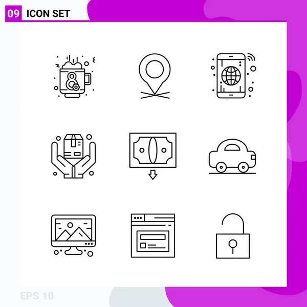 Conjunto Iconos Creativos Universales Ilustración Vectorial — Vector de stock